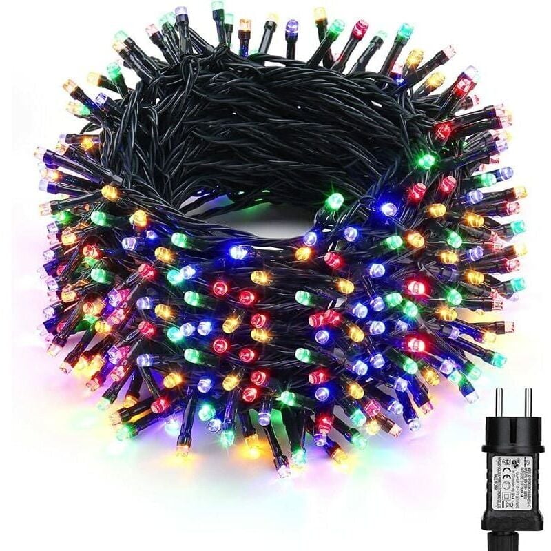foto del prodotto luci a led per esterni da 100 m, 1000 led multicolore con spina per natale, matrimonio, festa, casa, giardino