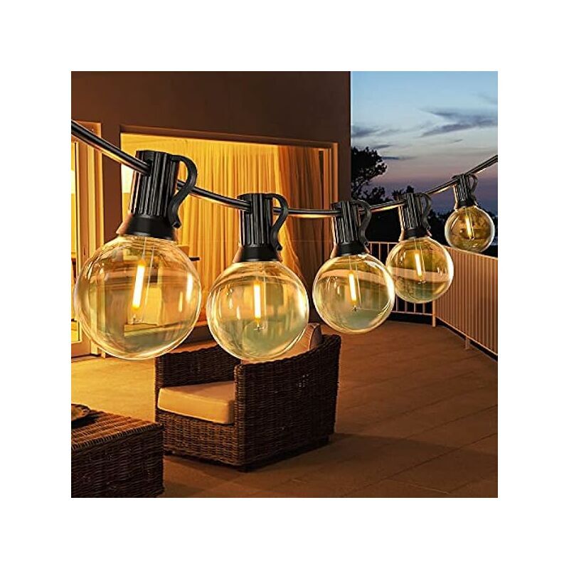 foto del prodotto luci a led per esterni, luci a led g40 da 15 m 50 piedi con 26 lampadine in plastica, luci fatate impermeabili ip45 per giardino, patio, matrimonio,