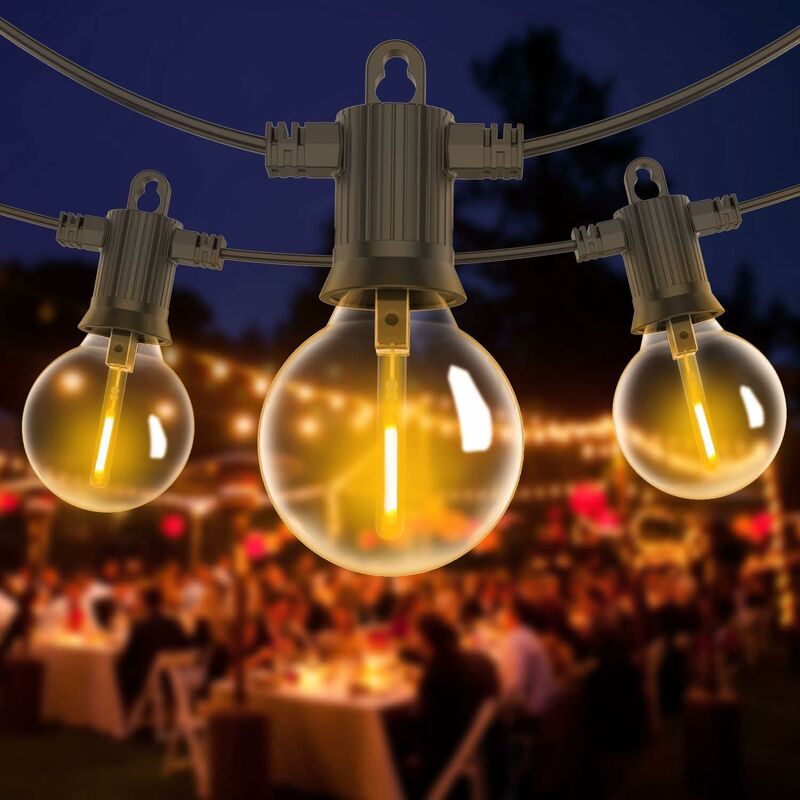 foto del prodotto luci a led per esterni, luci a stringa da giardino 15m ip65 impermeabili con 25 2 lampadine g40, luci per esterni e interni per la festa di nozze