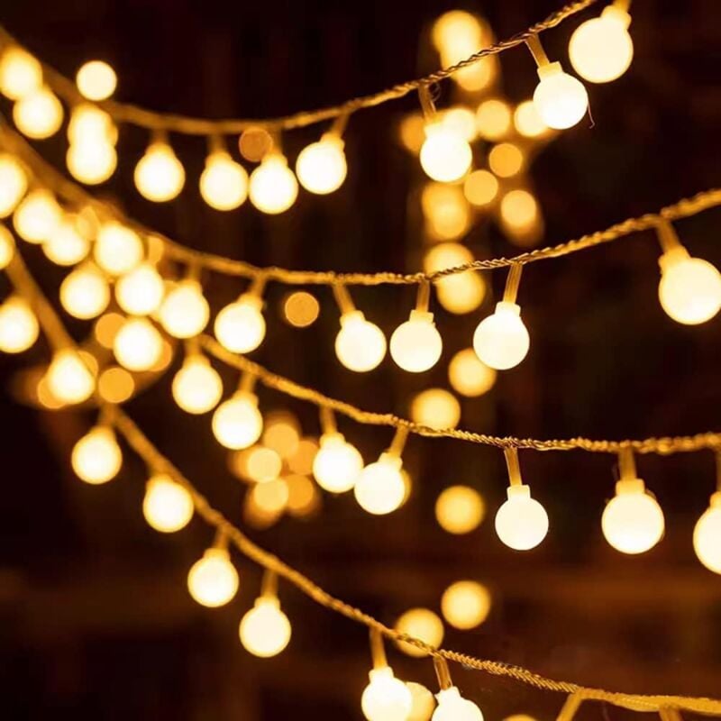foto del prodotto luci a sfera per interni, 10 m, 100 led a batteria, bianco caldo, luci a sfera a led, decorazione per soggiorno interno, soggiorno