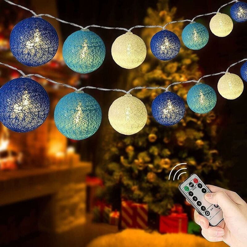 foto del prodotto luci a stringa a led usb con palline di cotone, 3m 20 led 8 modalit con timer di controllo remoto, per decorazioni da balcone, natale, matrimonio,