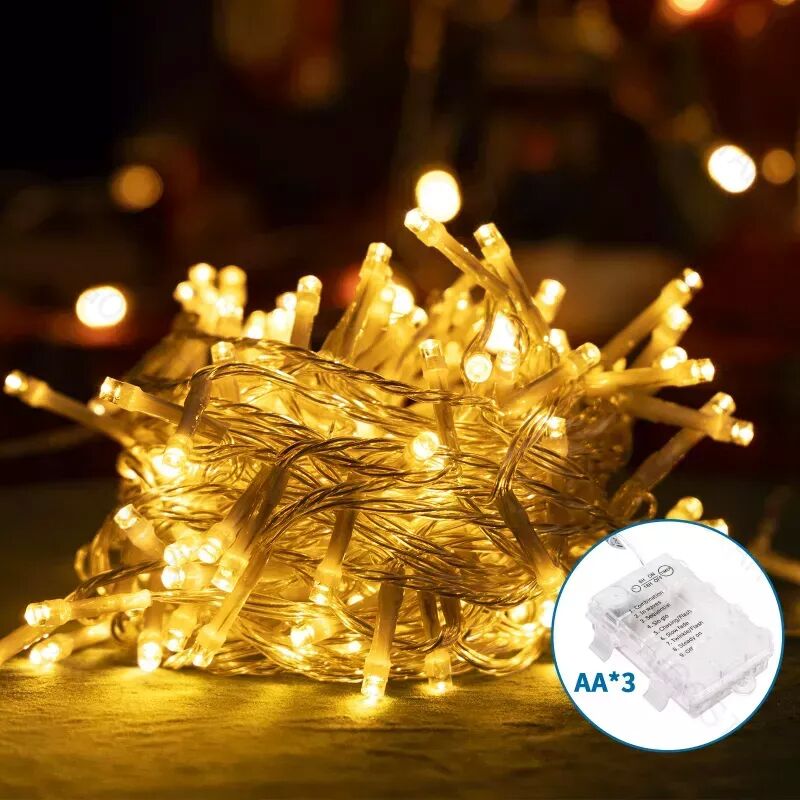 foto del prodotto luci a stringa piatte con batteria 3aa bianco caldo 15 m