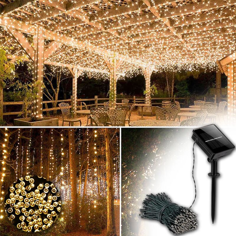 foto del prodotto luci a stringa solare a led da 20 m per interni ed esterni 8 modalit di illuminazione decorazione di illuminazione per feste in giardino