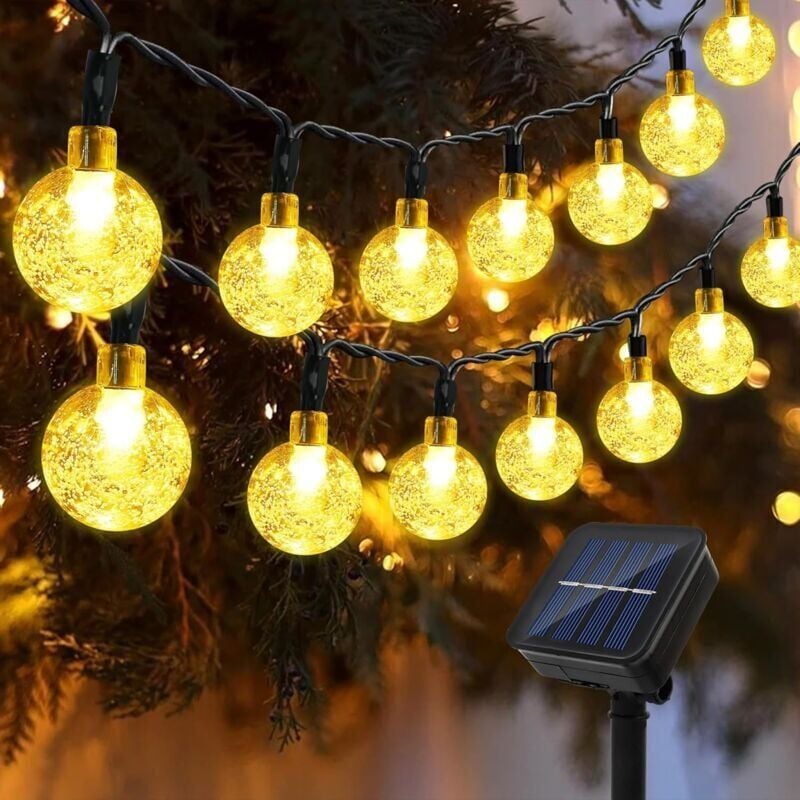 foto del prodotto luci a stringa solare da 12 m, 100 led, luci a stringa solare in cristallo per esterni e interni, 8 modalit , lanterna solare impermeabile ip65 per