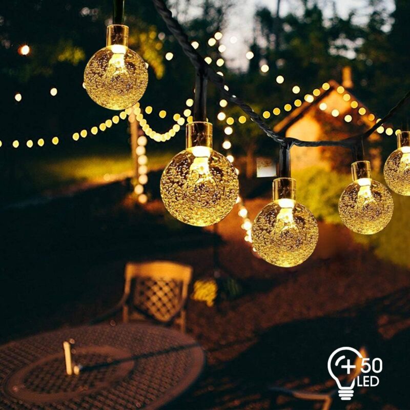 foto del prodotto luci a stringa solari da esterno, 7 m, 50 led, luci a stringa a sfera solare, 8 modalit , impermeabili, ip65, per interni ed esterni, per giardino,