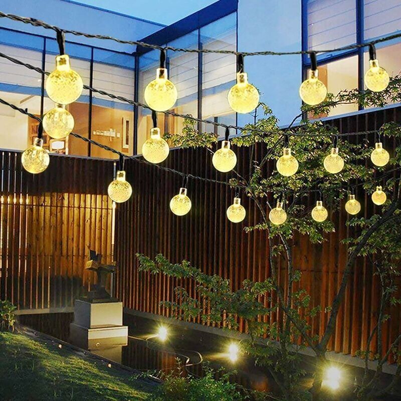 foto del prodotto luci a stringa solari per esterni, 50 led luci a stringa impermeabili con 8 modalit per interni esterni giardino, patio, balcone, matrimonio, festa