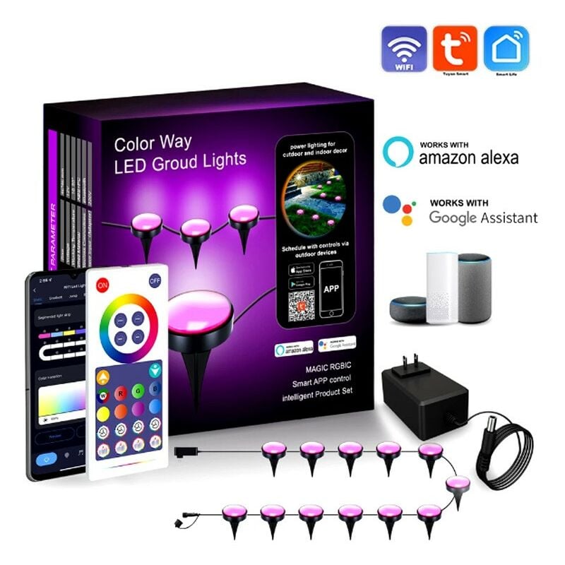 foto del prodotto luci da terra a led rgbic smart wifi e bluetooth tuya