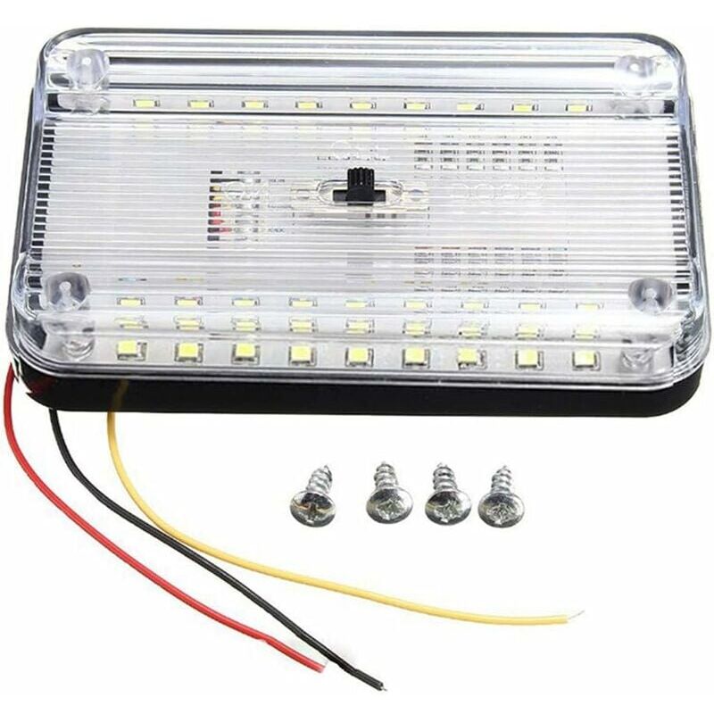 foto del prodotto luci da tetto per interni auto da 12 v, lampada da illuminazione per camper a 36 led con pulsante, luce a cupola rettangolare per camper, caravan,