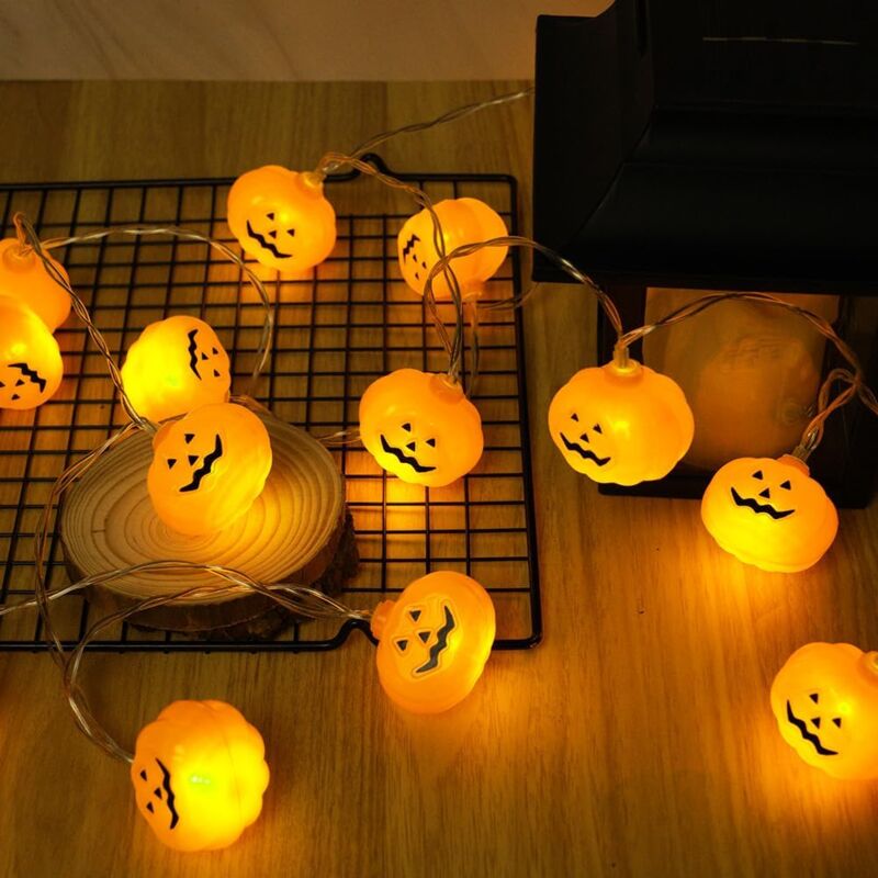 foto del prodotto luci decorative per halloween, 3m 20 led luci per zucche a batteria, 2 modalit , decorazione di halloween per interni, esterni, giardino, casa,