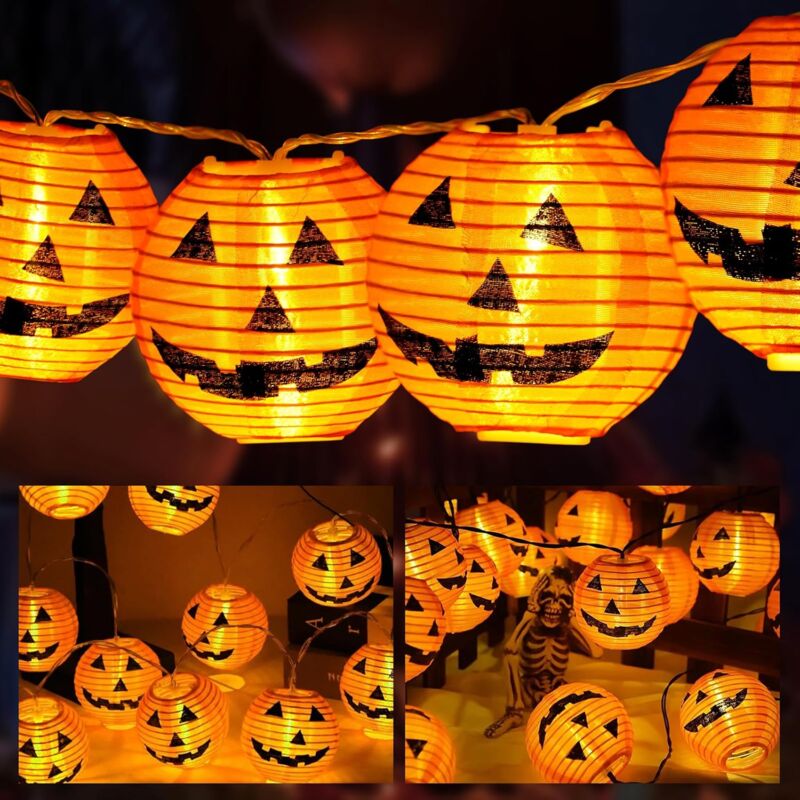 foto del prodotto luci decorative per halloween, 3m 20 led luci per zucche a batteria, 2 modalit , decorazione di halloween per interni, esterni, giardino, casa,