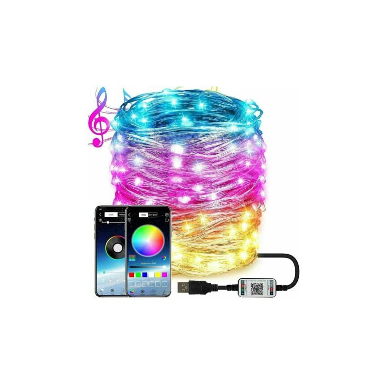 foto del prodotto luci di natale 100 led 10mt decorazioni natalizie telecomando app bluetooth