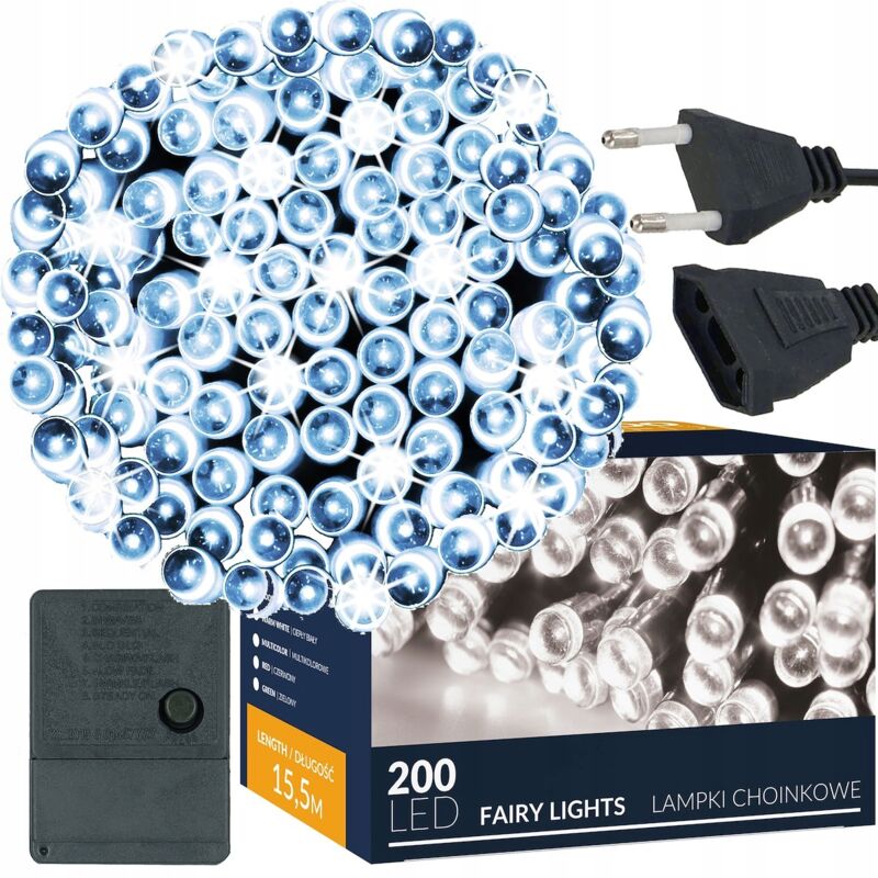 foto del prodotto luci di natale 200 led 16m est int per albero freddo bianco natalizio