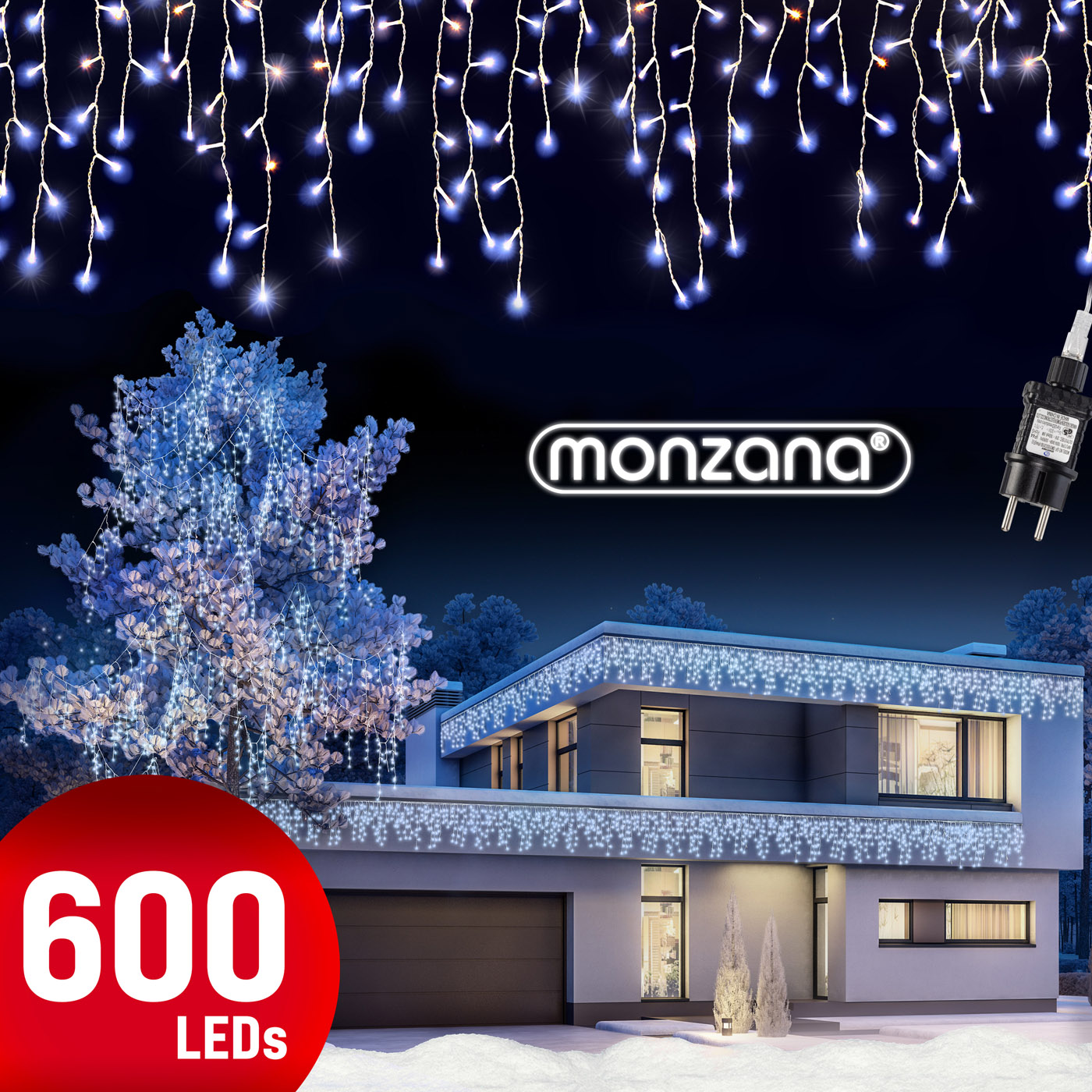 foto del prodotto luci di natale 20m 600 led colore bianco freddo