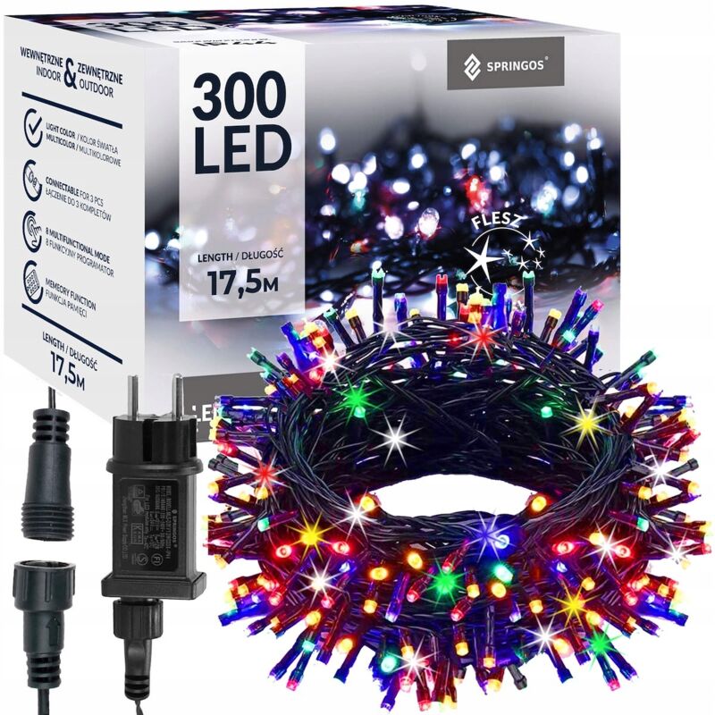 foto del prodotto luci di natale 300led esterne tenda luminosa ip44 multicolore flash