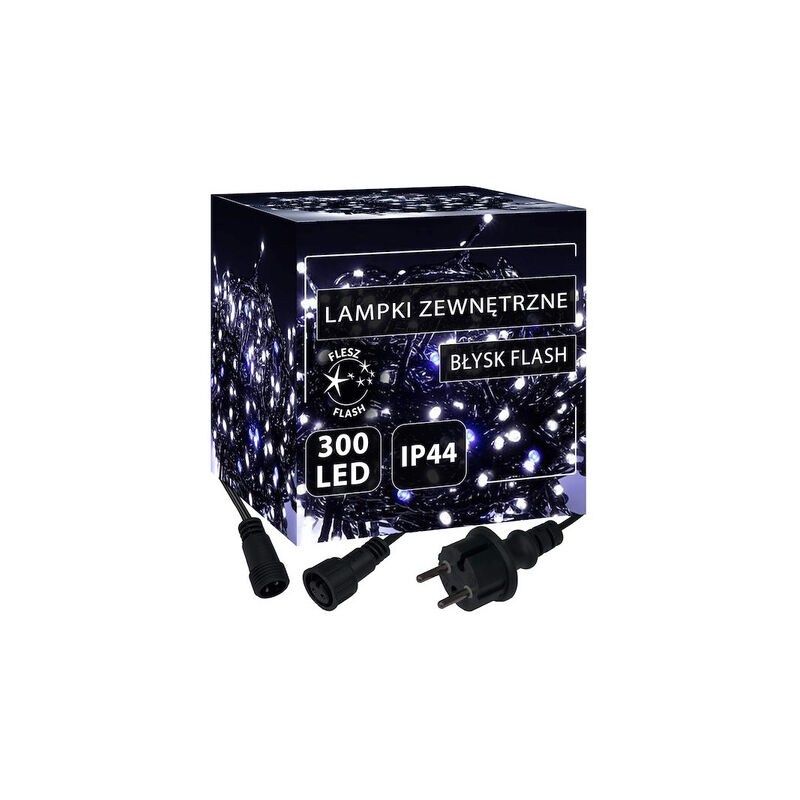 foto del prodotto luci di natale a led, 24 metri, bianco freddo, lampeggiante blu, illuminazione natalizia ip44
