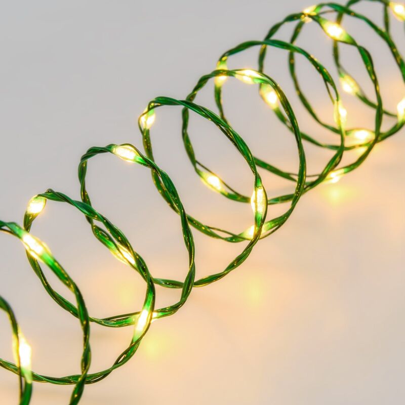 foto del prodotto luci di natale catena con micro led fissi e filo in metallo per interno ed esterno 25 m cavo marrone
