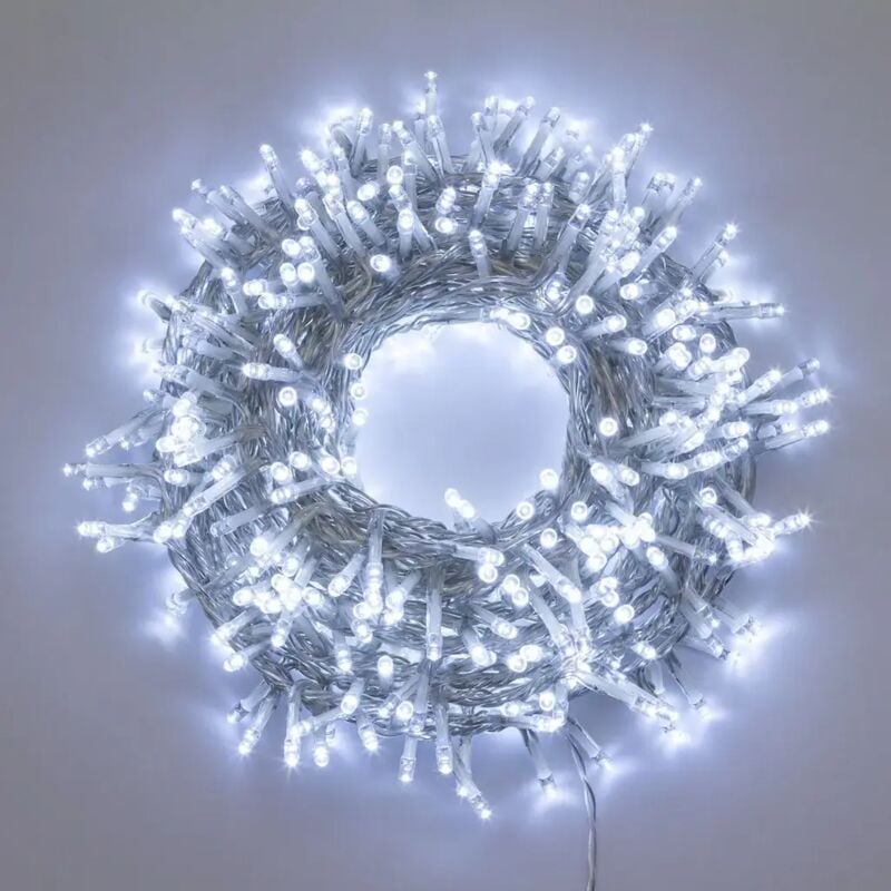 foto del prodotto luci di natale catena led 'minicluster' per interno ed esterno addobbi natalizi 5 mm -luce fredda / trasparente / 1500 led - 30.5 m
