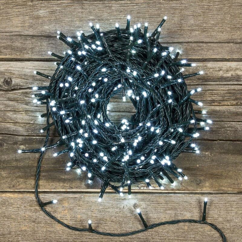 foto del prodotto luci di natale catena luminosa 100 led prolungabile fino a 50 mt per esterno luce fredda trasparente