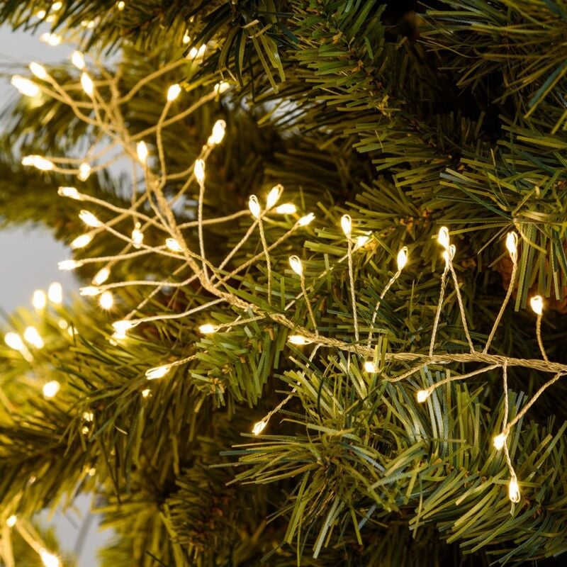 foto del prodotto luci di natale catena luminosa cavo argento con micro led decorazione albero da esterno luce fredda 720 led 6 m