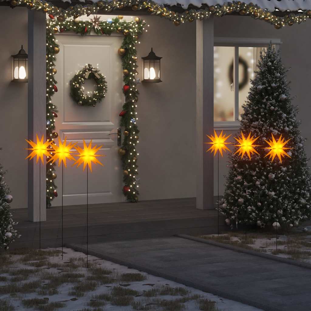 foto del prodotto luci di natale con picchi e led 3 pz pieghevoli gialle 35 cmcod mxl 80242