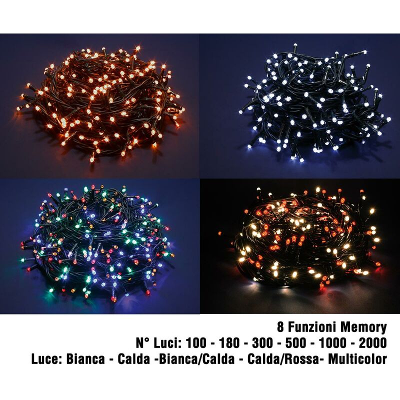 foto del prodotto luci di natale led a luce calda fredda bianca da esterno interno addobbi albero temperatura di colore luce oro numero led 1000