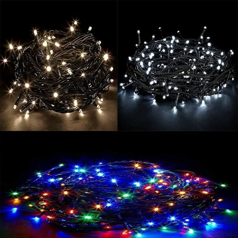 foto del prodotto luci di natale per albero decorazioni casa esterno 100 led luce luminosa luminarie catena lunga 10mt impermeabile norma di legge colorigenerali 