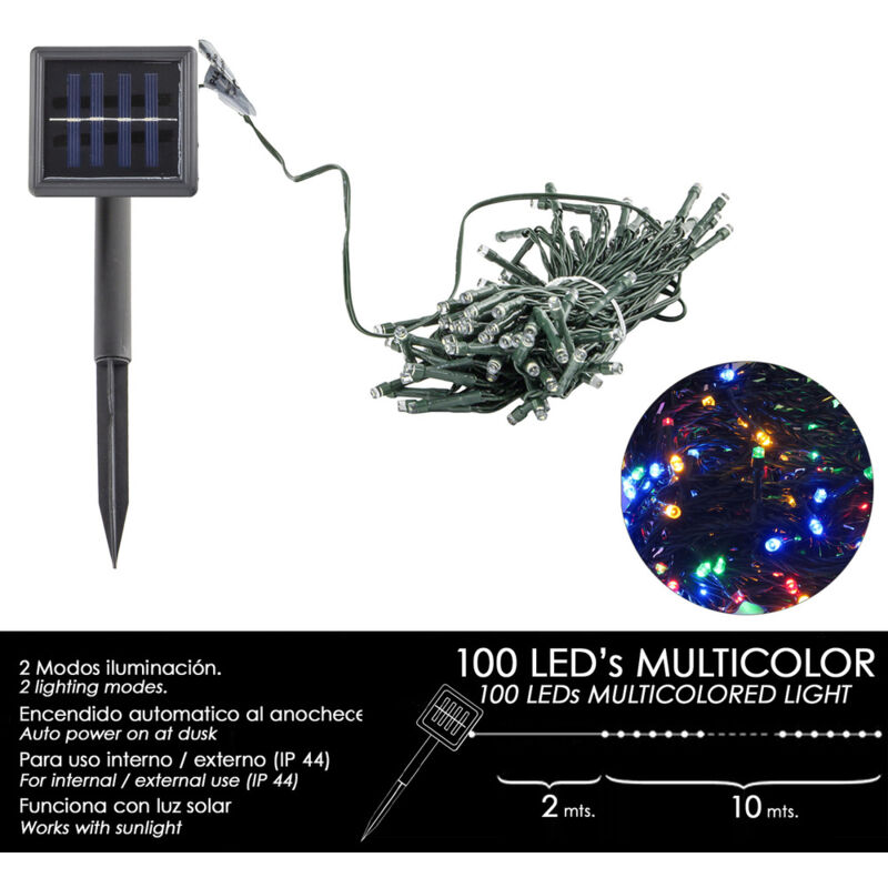 foto del prodotto luci di natale solar 100 led multicolore per interni esterni ip44 