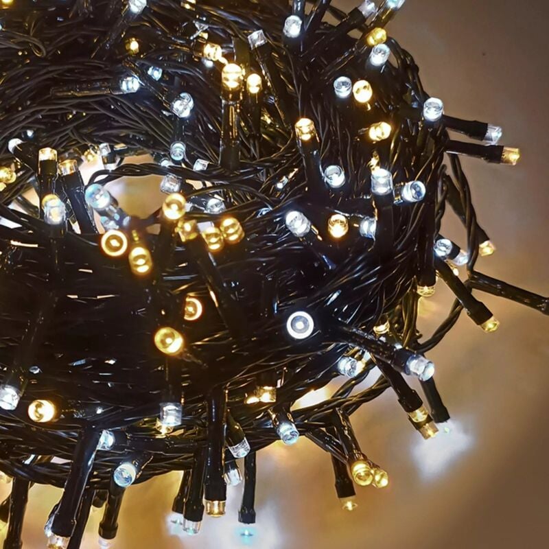 foto del prodotto luci di natale vintage 500 led 25m con 8 giochi di luce, ip44 per interno esterno bianco caldo bianco freddo maka
