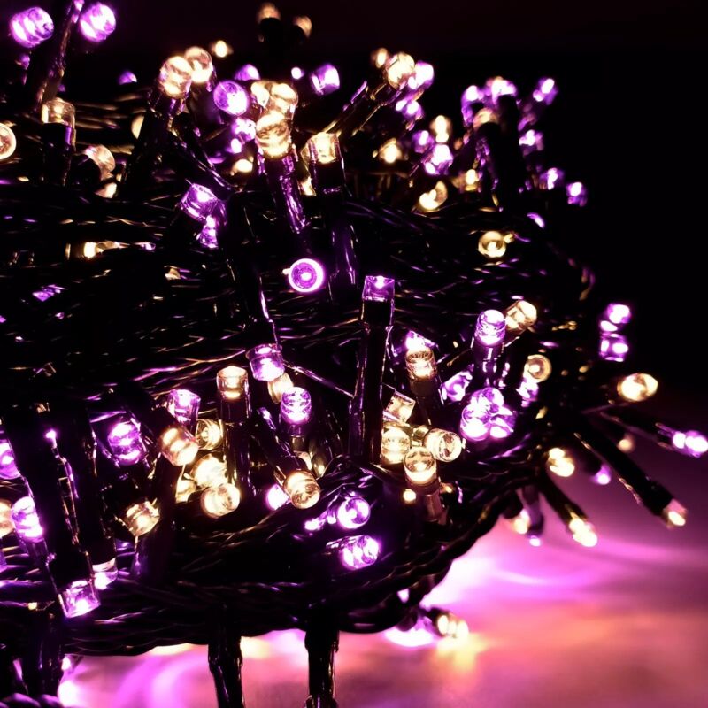 foto del prodotto luci di natale vintage 500 led 25m con 8 giochi di luce, ip44 per interno esterno bianco caldo rosa maka