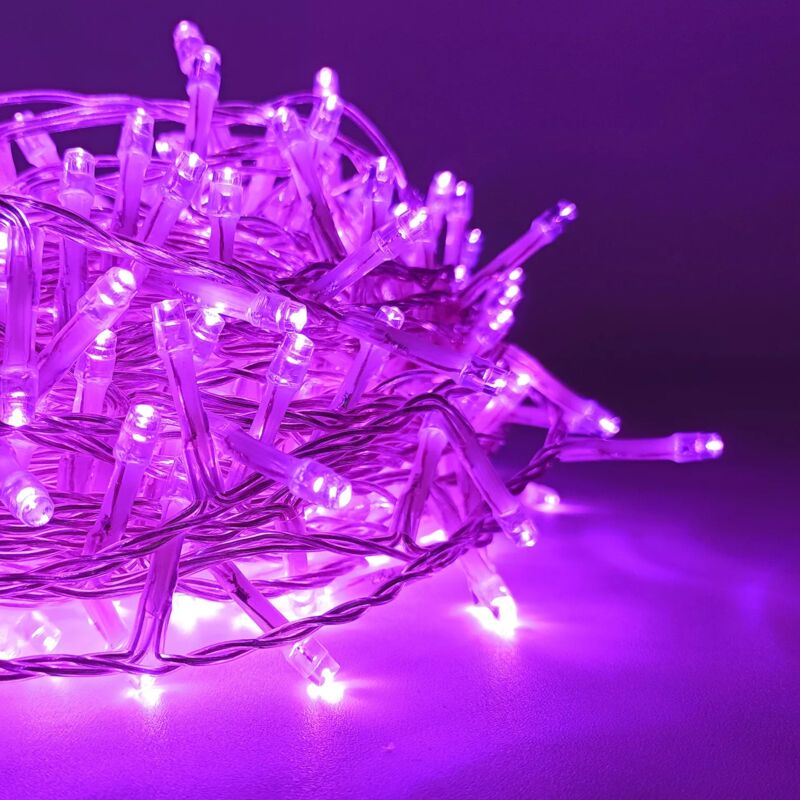 foto del prodotto luci di natale vintage 500 led 25m con 8 giochi di luce, ip44 per interno esterno rosa pink maka
