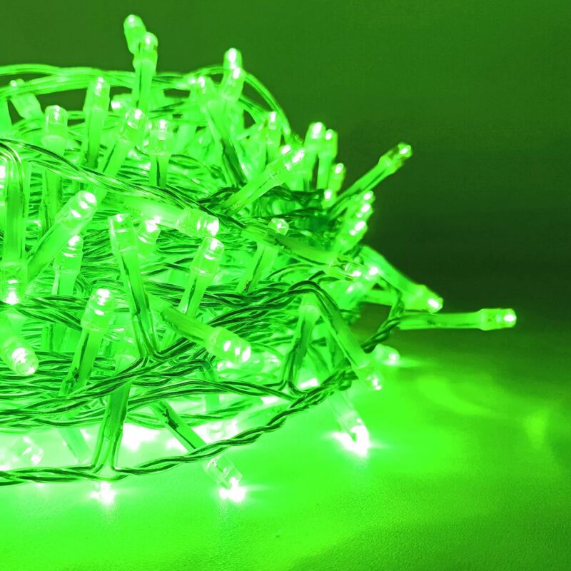 foto del prodotto luci di natale vintage 500 led 25m con 8 giochi di luce, ip44 per interno esterno verde acqua maka