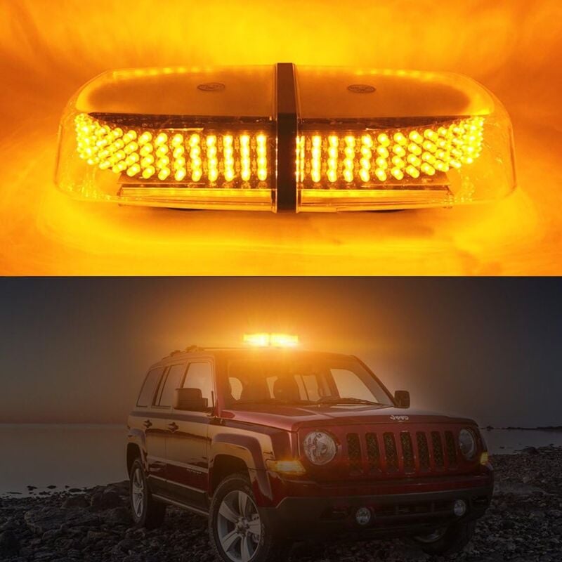foto del prodotto luci di penetrazione della luce stroboscopica a led arancione 240 led flash lampeggiante magnetico con 7 modalit flash utilizzare per l avvertimento