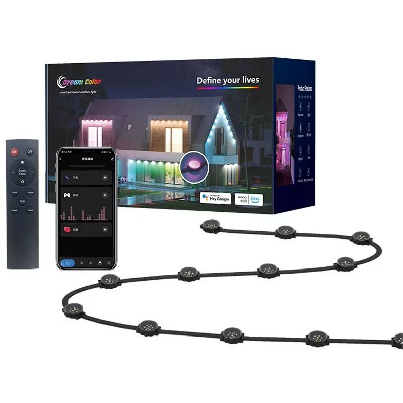 foto del prodotto luci esterne permanenti rgbic smart wifi 15 metri con telecomando tuya