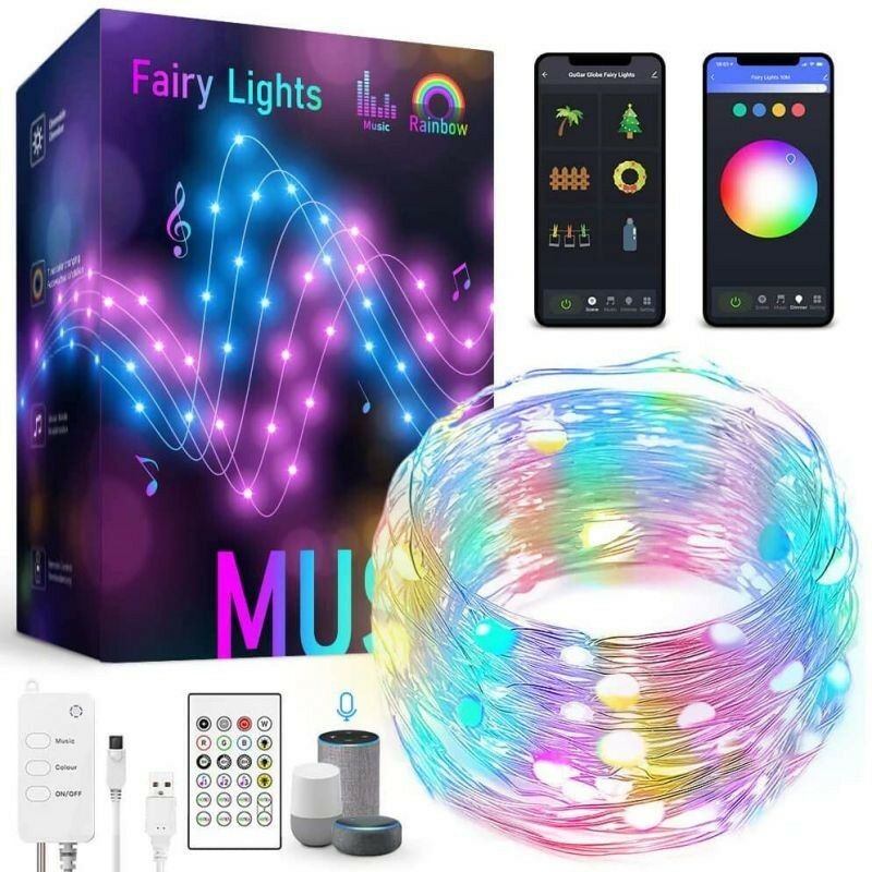 foto del prodotto luci fatate catena luminosa led smart wifi e bluetooth 5 metri tuya