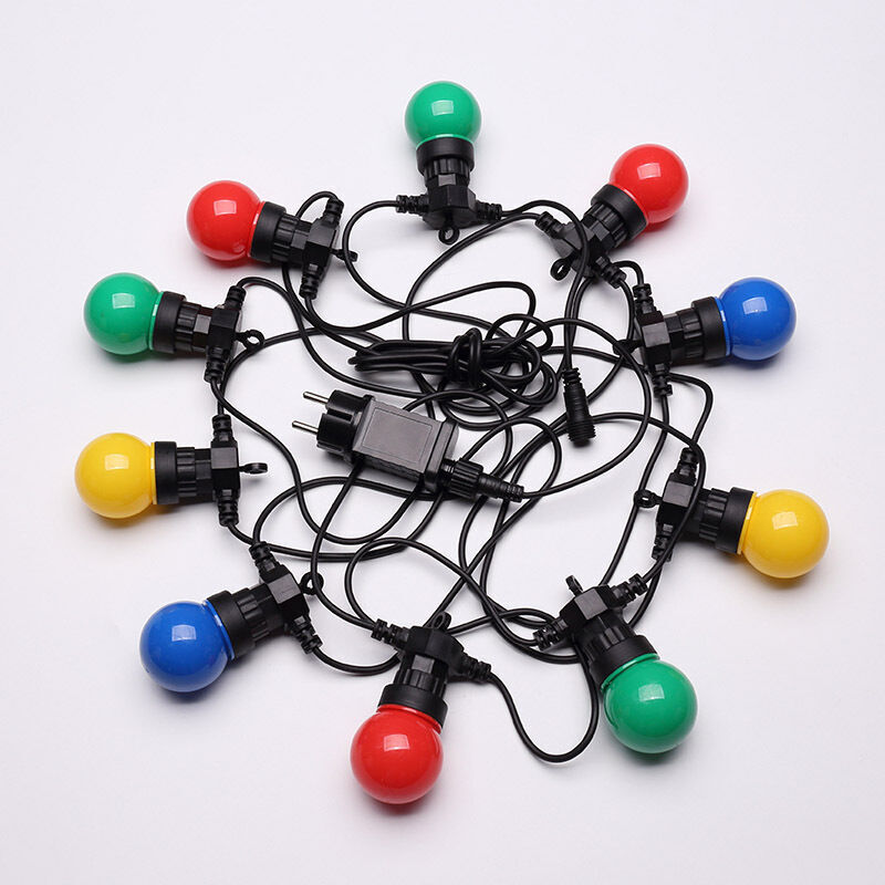 foto del prodotto luci fatate multicolori da 5 m ip65, luci fatate elettriche per esterni con 10 lampadine blu, rosse, gialle e verdi, luci fatate per esterni,