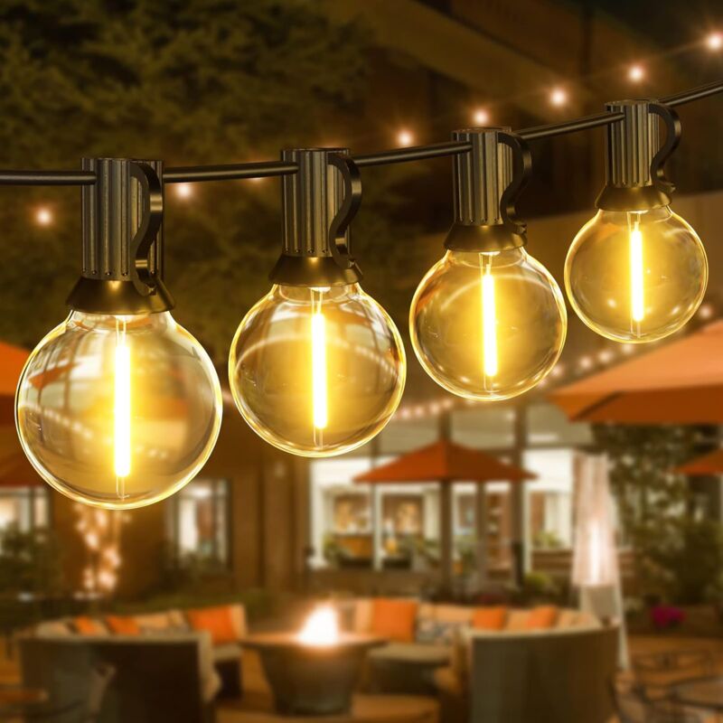 foto del prodotto luci fatate per esterni da 15 m 50 piedi, luci a catena per esterni con 30 1 lampadine a led, luci fatate impermeabili e12 per giardino estivo,