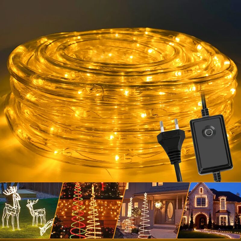 foto del prodotto luci flessibili a led per feste luci per feste giardino giallo 10m