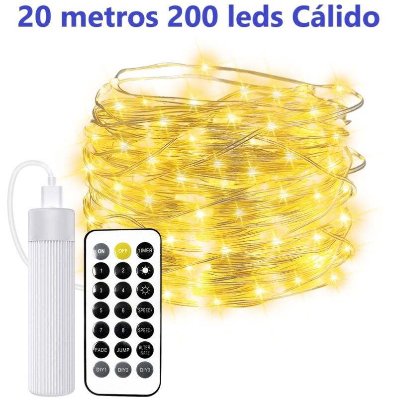 foto del prodotto luci guirnalda usb ricaricabile 20m 200leds paradiso con reblace 1800ma bateria guirnaldas led jandei