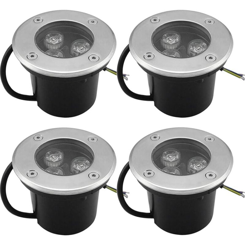 foto del prodotto luci interrate, lampada da terra a led bianco caldo per giardino, illuminazione esterna ip68 ac85 265v 4 pezzi, 3w 