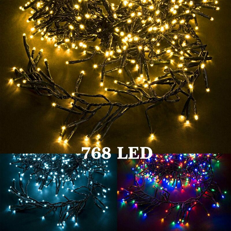 foto del prodotto luci led per albero di natale catena cluster luce calda fredda multicolor 768 colore della luce multicolor