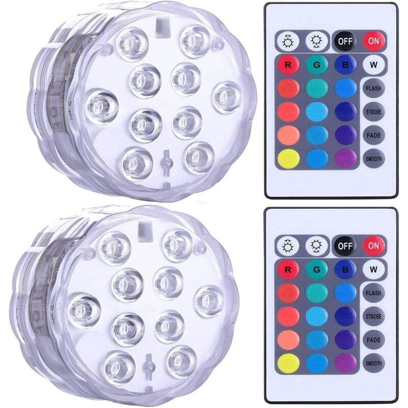 foto del prodotto luci led sommergibili impermeabili per vasca idromassaggio, spa, laghetto, luci led subacquee con 2 telecomandi per basi di vasi, acquari, feste,