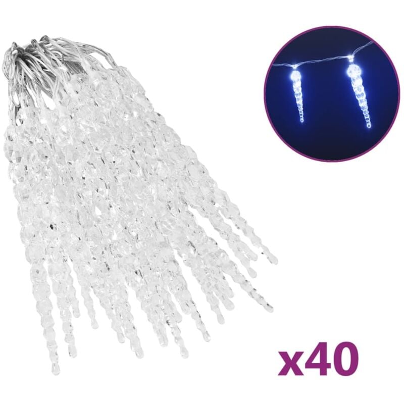 foto del prodotto luci natale a ghiacciolo 40 pz blu in acrilico con telecomando vidaxl