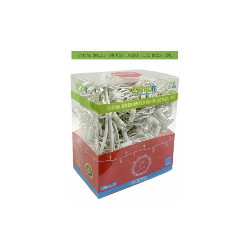foto del prodotto luci natale catena 300 led 30 m metri filo bianco luce rossa flash bianco esterna ip65