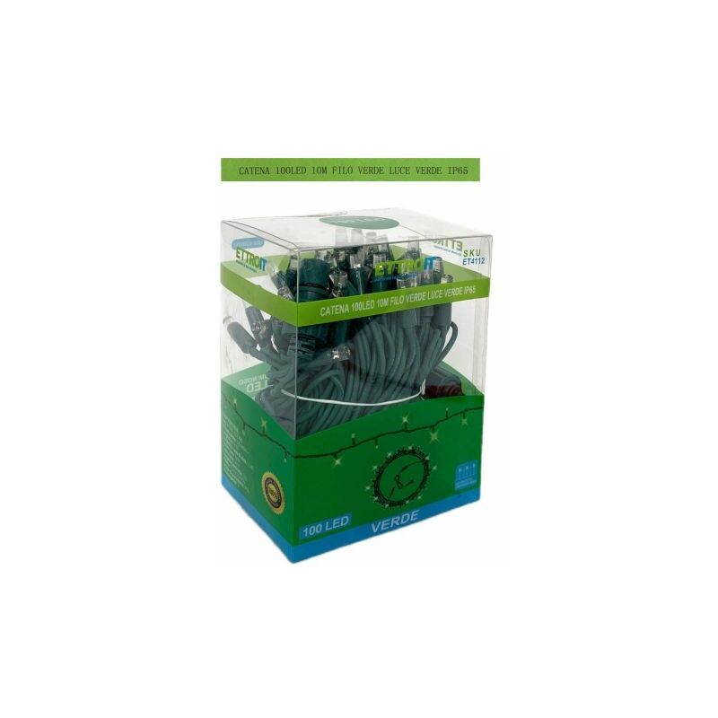 foto del prodotto luci natale catena luminosa 100 led 10 metri filo verde luce verde flesh bianco esterno ip65