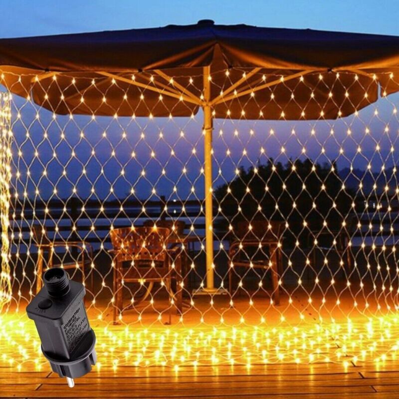 foto del prodotto luci natale rete luminosa con 216 led decorazioni natalizie 3x2 mt prolungabile luce calda