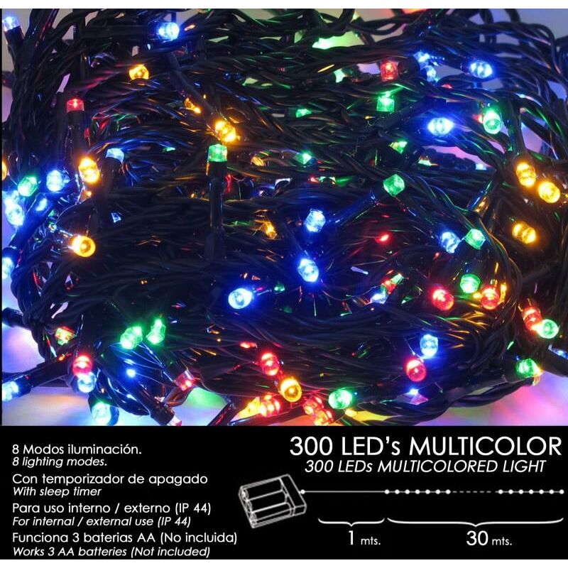 foto del prodotto luci natalizie a batteria 300 led multicolore da interno esterno ip44 