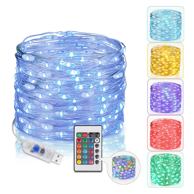foto del prodotto luci natalizie a catena 5m 50 led 16 colori a batteria luci a catena per interni ed esterni ricarica usb 4 modalit di illuminazione ip65