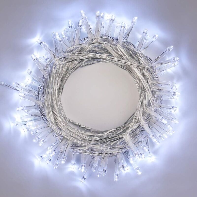 foto del prodotto luci natalizie a catena da 10 m, 100 led, per interni ed esterni, 8 modalit , impermeabili, con timer, per la casa, feste, matrimoni, decorazioni,