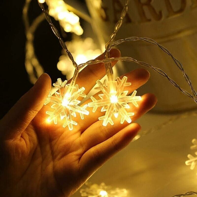 foto del prodotto luci natalizie a forma di fiocco di neve, 3m 20 led, luci natalizie a batteria, luci natalizie per natale, casa, giardino, camera da letto, interni
