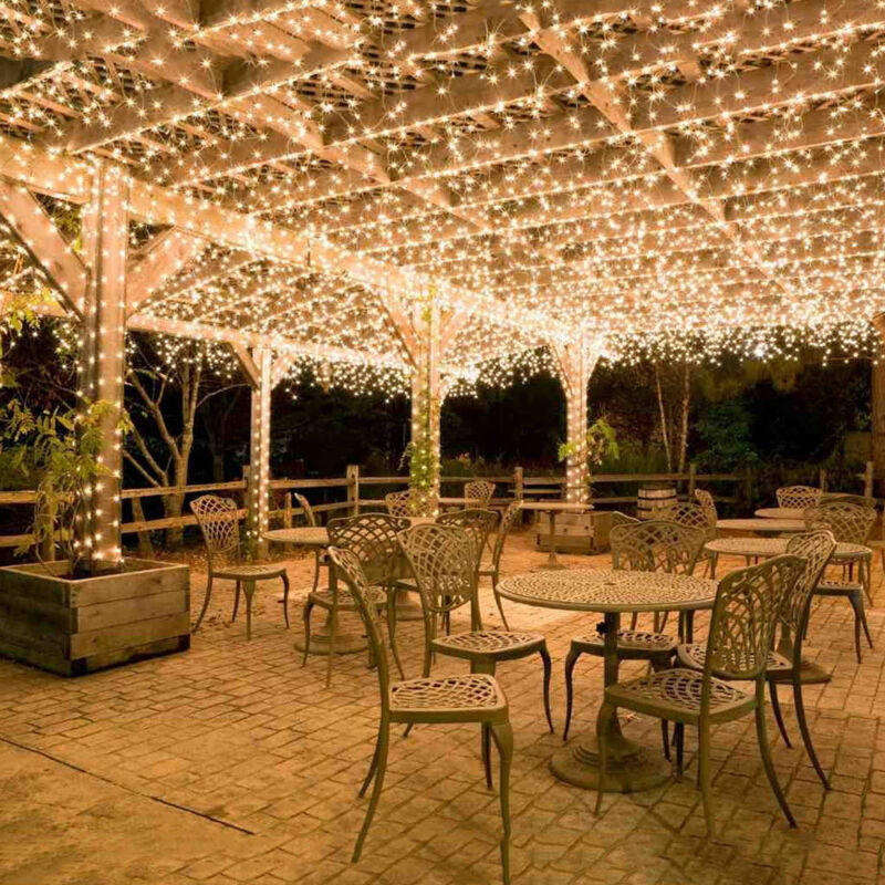 foto del prodotto luci natalizie a led, decorazioni per fondali di matrimoni, luci fatate per giardini festivi 100 m, 600 led 